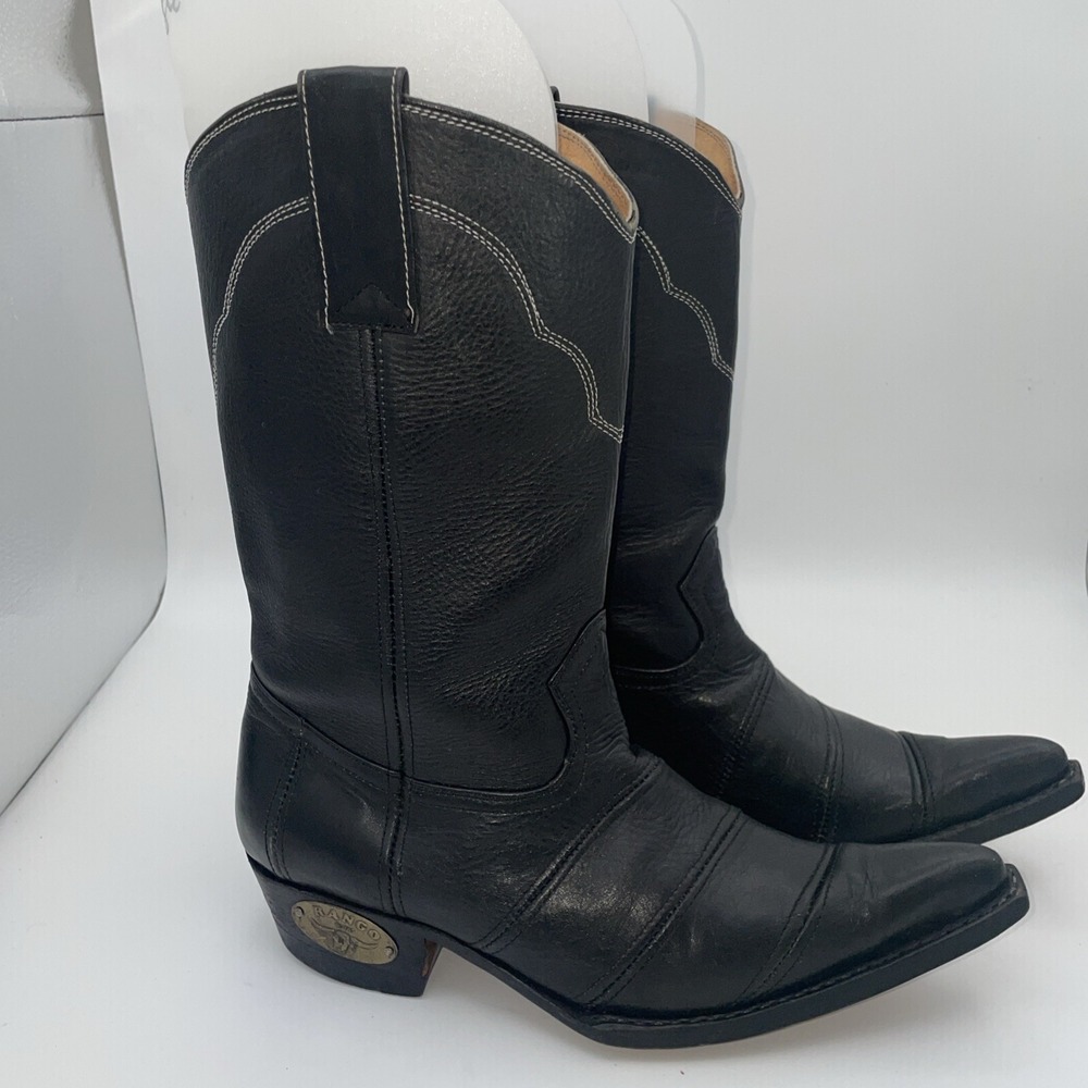 Rango Cowgirl Western Western Boots Black‎ Leather Women's size 7.5 EU 38